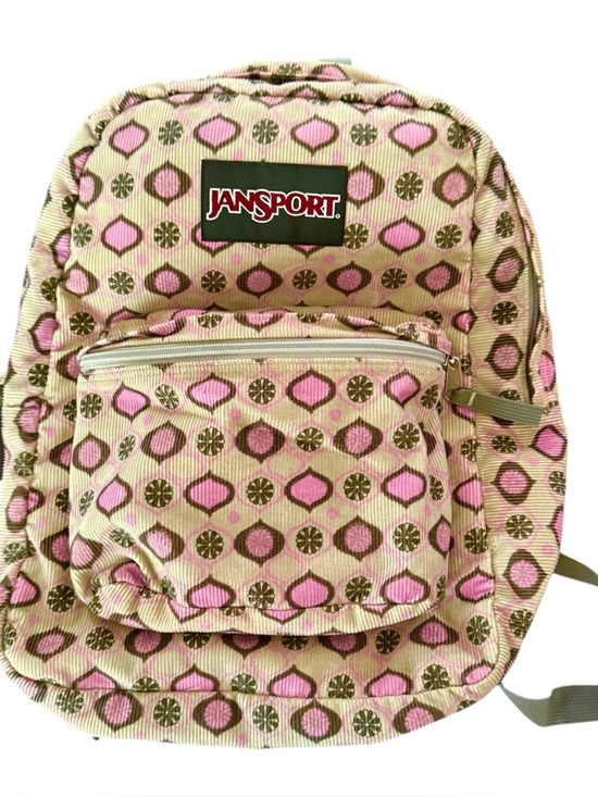 jansport backpack brown and pink Misty Rose Corduroy Cross Town It has top zip closure with corded pulls that opens to reveal a spacious compartment with padded sleeve that fits a 15 laptop Jansport Leopard Backpack Pink and